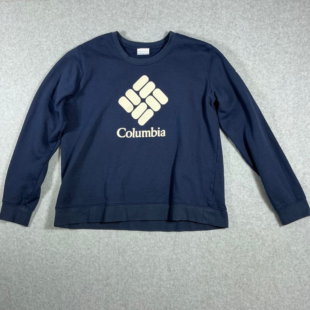 Columbia Womens XXL Navy Blue Logo Fleece Pullover Crew Neck Sweatshirt